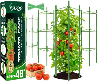 Legigo 4ft 4-Pack Tomato Cage for Garden Plant Support- Up to 48inch Garden Stakes Tomato Cage, Tomato Trellis for Potted Plants, Tomato Cages Plant Stakes for Climbing Vegetables Plants Flowers