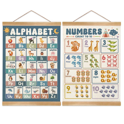 Alphabet Numbers Educational Wall Art Decor for Nursery,ABC and 1-20 Numbers Canvas Print Poster for Preschool, 1-6 Toddler Learning Poster for Classroom Playroom,Kids Room Decor14x18.5inch (2, Sage green)