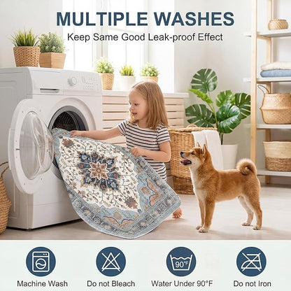 Washable Pee Pads for Dogs,Great Urine Absorbent Reusable Puppy Training Pads,Waterproof,Leak-Proof & Non-Slip Potty Pads for Whelping,Crate,Playpen,Bed.(Green Floral Flat,54"x54")