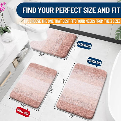 OLANLY Bathroom Runner Rugs Mat 59x24, Extra Soft Absorbent Microfiber Bath Rugs, Rubber Backing, Quick Dry, Washable Long Bath Mats for Bathroom Floor, Tub and Shower, Home Decor Accessories, Peach