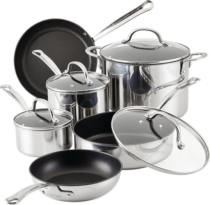 Farberware Millennium Stainless Steel Nonstick Cookware Induction Pots and Pans Set, 10-Piece Kitchenware Set