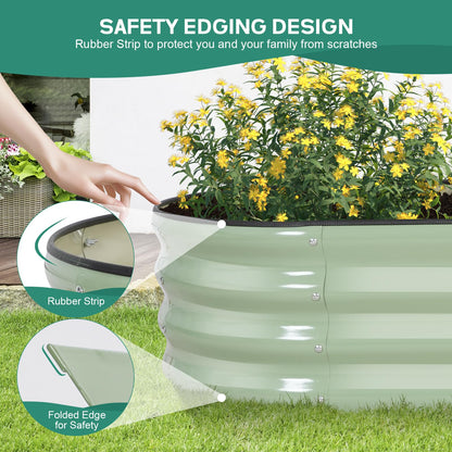 BIRDSINYARD Galvanized Raised Garden Bed - 4×2×1ft (2 Packs) Planter Raised Beds for Gardening | Oval Metal Garden Planter Box with Safety Edging and Gloves for Vegetables Fruits Flower - AvocadoGreen