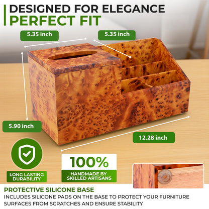 Womens nightstand Organizer -Organizer Box-Tissue Cover Box-Makeup Box Organizer-Wooden Tissue Holder Box Storage-Desk Organiser-Tissue Box with Storage Tray-Tissue Organizer Holder-Wood Tissue Box
