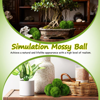 Cabilock 4 Pcs Fake Green Moss Balls | 4" & 4.7" Flocked Decorative Moss Rocks for Bowl Filler | Simulated Moss Spheres for Spring Easter Centerpiece, Wedding & Floral Decor