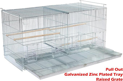 LOT of Extra Large 35.5" x 18" x 19"H No Rust Stainless Galvanized Zinc Plated Stackable Breeder Bird Flight Cage with Removable Center Divider and Breeding Nest Doors