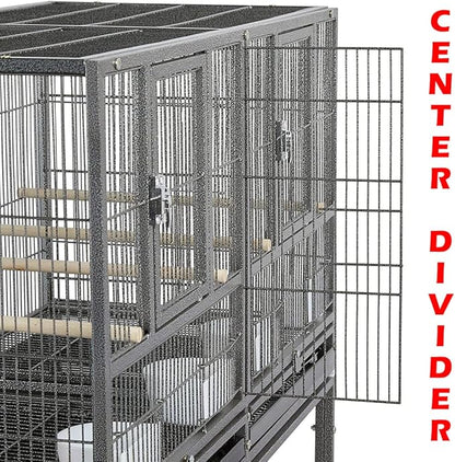 Triple Stackable Center Divided Breeder Breeding Bird Flight Double Rolling Cage Side Nesting Doors Easy Clean Pull Out Tray for Aviaries Canaries Cockatiels Lovebirds Finches Budgies Small Parrots