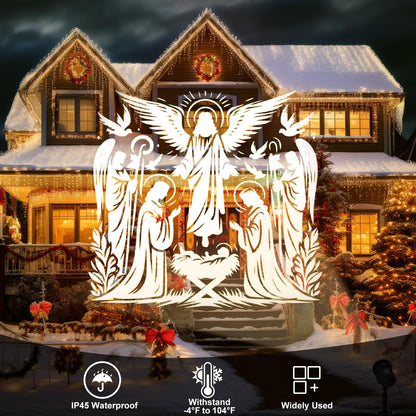 Treela Nativity Projector Lights Outdoor Indoor Dynamic Christmas Christian Decoration Outside LED Landscape Lamp for Holiday Halloween Garden Supplies