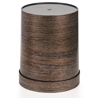 Noamus 3 Pack Vintage Small Trash Can, 1.7 Gallon Plastic Round Wastebasket, Hipsteen Retro Style Garbage Can, Wood Grain Garbage Bin with Top Ring to Fix Bag for Home Kitchen Office Bathroom