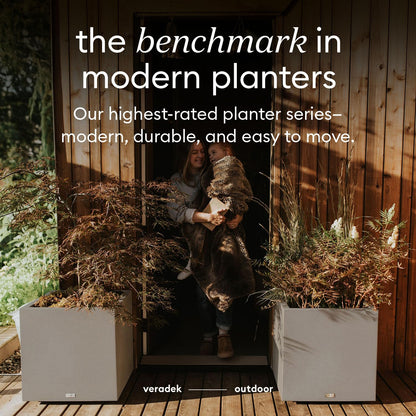 Veradek Block Series Cube Plastic Planter - Large Square Planter for Indoor or Outdoor Patio/Garden | Durable All-Weather Use with Drainage Holes | Modern Décor for Tall Plants, Trees, Flowers