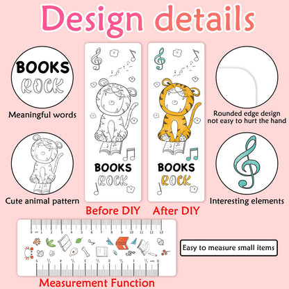 Anseal 120 PCS Color Your Own Bookmarks Bulk, DIY Bookmarks for Kids/Teens, Cute Animal Bookmarks for Reading Lover, 12 Styles Fun & Personalized Bookmark for Students, Classroom Rewards Supplies