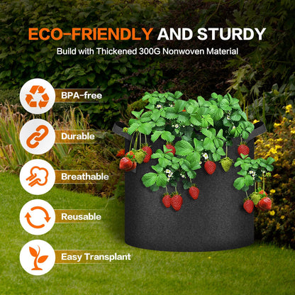 iPower 12-Pack 7 Gallon Grow Bags Heavy Duty Thickened Aeration Nonwoven Fabric Pots with Nylon Handles, for Planting Vegetables, Fruits, Flowers, Black