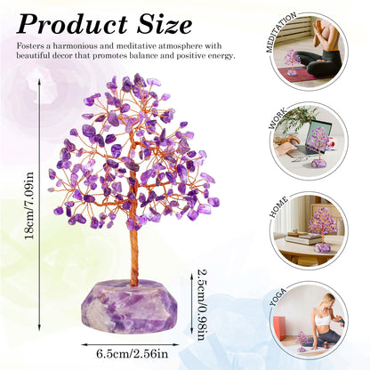 SITUMEIZI 7.09IN Amethyst Crystal Tree Amethyst Crystals and Healing Stones Natural Purple Gifts for Women Room Office Desk Purple Decor Reiki Spiritual Meditation Energy Tree of Life