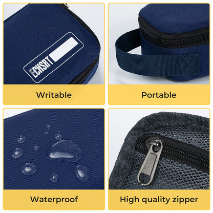 ECHSRT Large Pencil Case, Aesthetic Pen Pouch with Big Capacity, Minimalist Portable Stationery Bag with Handle for Office Organizer Blue Pencil Cases