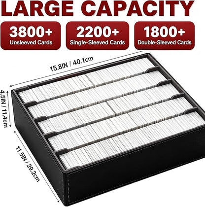 3900+ High-Capacity Card Display Storage Box, 5-Row Design (Ideal for Collectors & Beginners), Heavy-Duty Archival Case for MTG/TCG/Sports Cards, Reinforced Organizer with Shoulder Strap (Black)