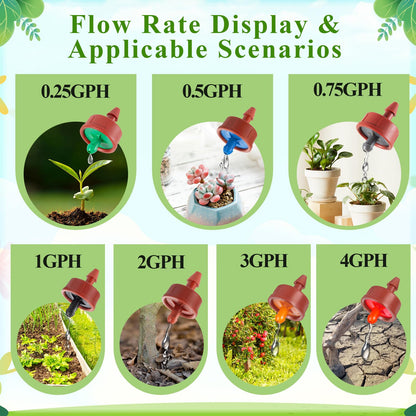 FULAIERGD 200Pcs 3 GPH Pressure Compensating Irrigation Drippers, Watering Spot GPH Dripper Drip Emitters Heads Constant Flow Outlet Heads for 1/4 Inch Irrigation Tubing for Garden Irrigation System