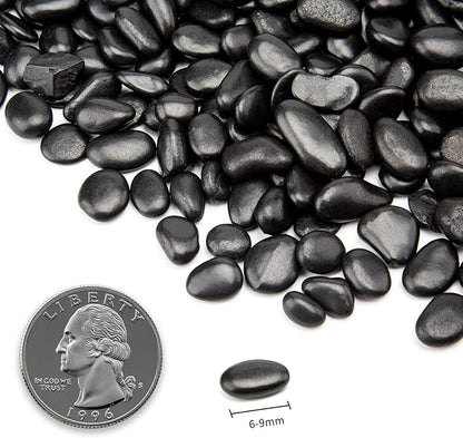 Black Small Pebbles - Decorative Gravel Rock Plant Stones,3/8" Natural Polished Stones Succulent Gravel,Pebbles Gravel for Bamboo Plants,Succulent,Home Decor,Landscaping,Vase Fillers.