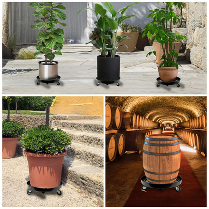 AyaLight 2 Pack Metal Plant Caddy With Wheels 14 Inch Black, Round Rolling Heavy Duty Plant Dolly, Heavy Plant Pot Mover Outdoors or Indoors, The Metal Wheel Can Rotate 360 Degrees or Lockable.
