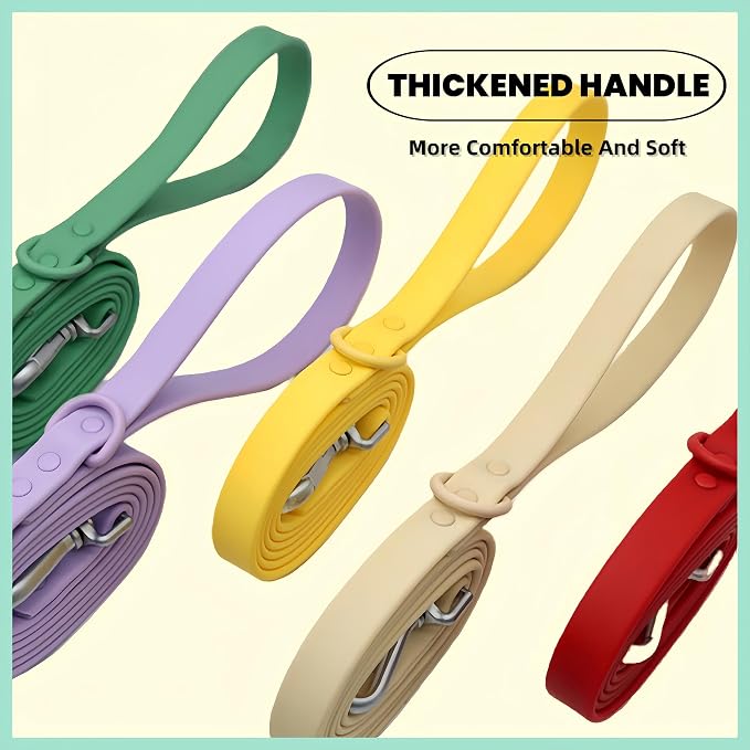 Dog Collar and Leash Set, Durable Waterproof Dog Leashes Collars, 5 Length Setting Adjustable Dog Collars for Large Medium Small Dogs (Cream, L)