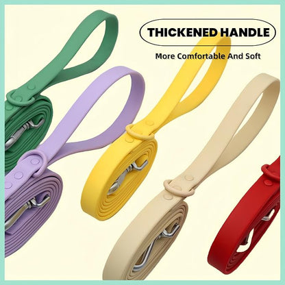 Dog Collar and Leash Set, Durable Waterproof Dog Leashes Collars, 5 Length Setting Adjustable Dog Collars for Large Medium Small Dogs (Cream, L)