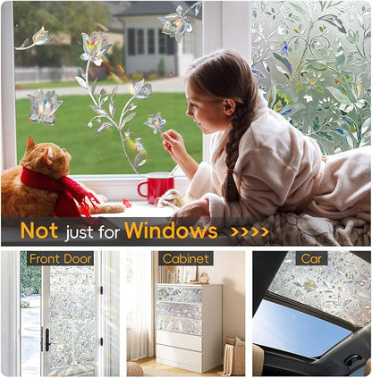 Dwersty Frosted Glass Window Privacy Film Decorative, Bathroom Window Privacy Film for Glass Windows Cover, Static Cling, Removable, Reusable, Anti-UV, Anti-Glare, 17.5" by 78.74"