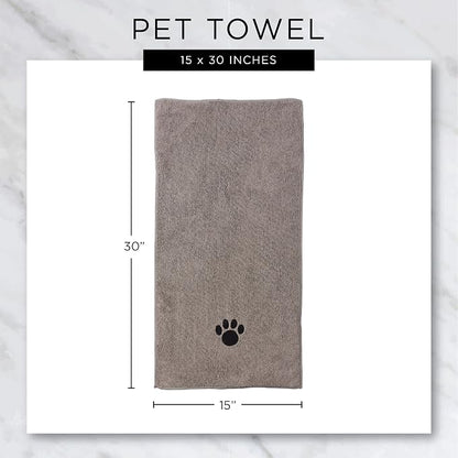 Bone Dry Pet Grooming Towel Collection Embroidered Absorbent Microfiber Drying Set, 15x30, Hunter Green, 3 Count (Pack of 2)