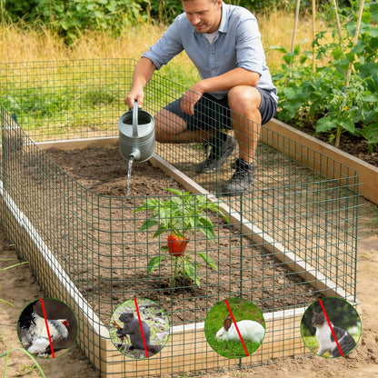 36 Packs 23.6" H Large Wire Plant Protectors Cages to Keep Animals Out,Mesh Plant Cage Chicken Wire Cloche with Ground Stakes and Nylon Ties Protect Plants,Garden,Shrubs,Vegetables(Set of 12)