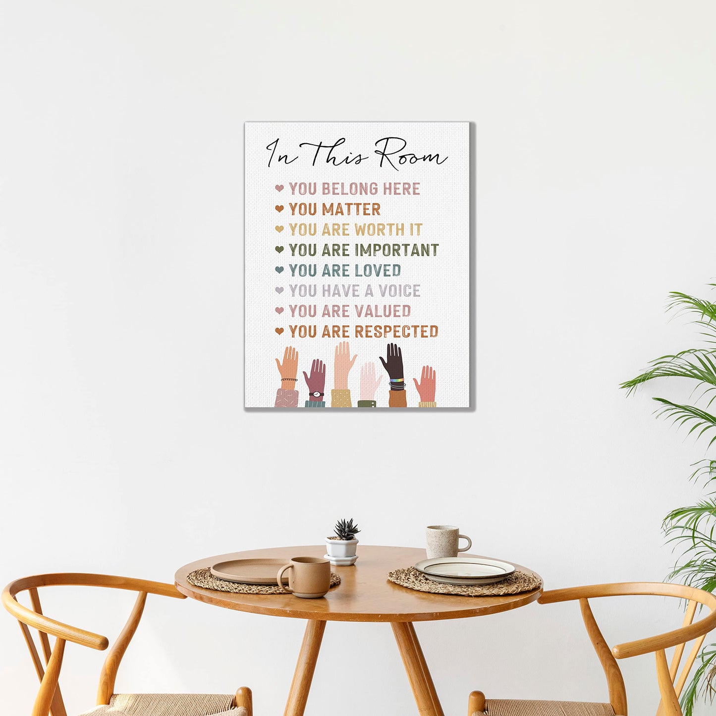 KEUSPI Classroom wall decor Nursery wall art therapist office decor In This Room You Belong Here Diversity Rainbow Wall Decor Canvas Wall Art For Home Counselor Office Classroom Nursery 11x14,Therapist Gift,Teen Girls Boys Kids Gift