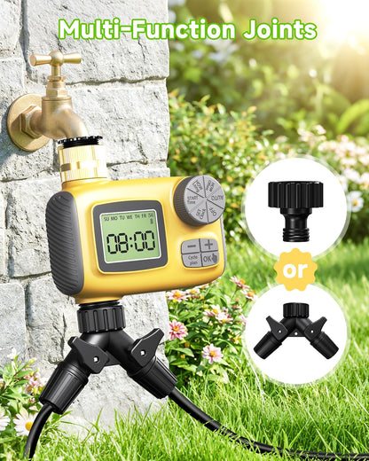 MQJIAZHI 246FT Drip Irrigation System with LCD Timer, Automatic Watering System Kits,1/2 Inch Hose 1/4 Inch Distribution Tubing 3 Sprayer Types, for Garden, Greenhouse, Garden, Lawn