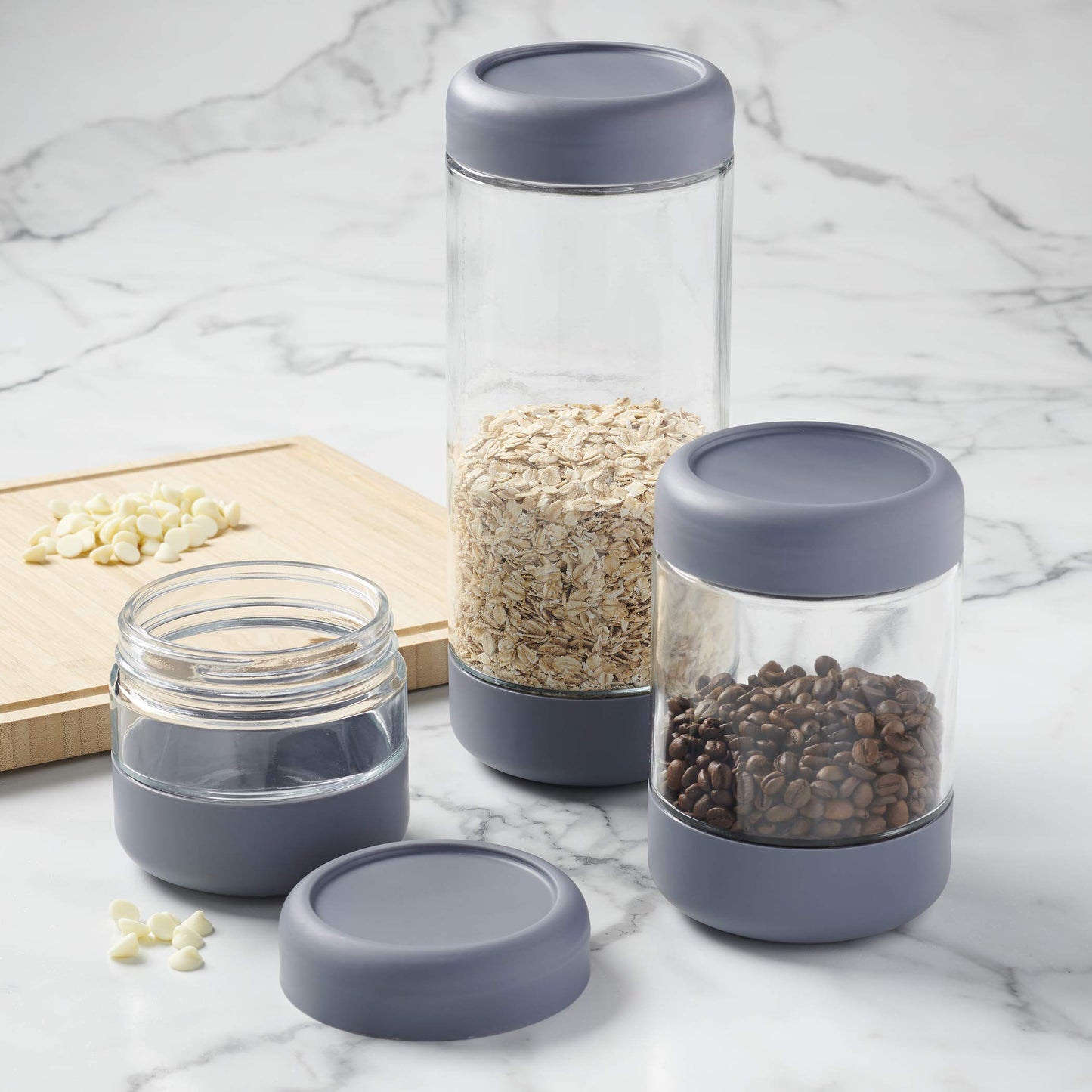 Anchor Hocking 3 Piece SecureLock Revolution Jar Set with BPA-Free Plastic Lids, Perfect for Pantry Organization