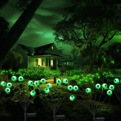 Halloween Decorations Outdoor Eyeball Lights, 2 Packs 12 LEDs Solar Halloween Pathway Lights Swaying by Wind, Waterproof Solar Halloween Stake Lights for Garden Yard Porch Patio Pathway