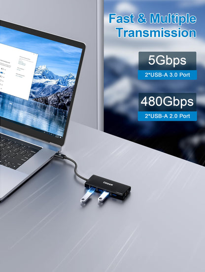 QGeeM USB C Hub Ethernet,9 in 1 USB Type C Hub HDMI Multi-Port Converter Adapter,100W Pd, USB 3.0,SD/TF Card Reader,Compatible for MacBook Pro Air Ipad HP Dell Lenovo Chromebook etc.