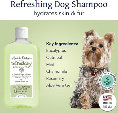Bobbi Panter Refreshing Dog Shampoo Eucalyptus, Mint, Chamomile & Rosemary – Hydrating Natural Formula for Clean Fresh Coat, Tear-Free, 30:1 Concentrate, Made in USA, 14 oz