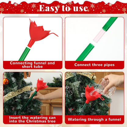 4 Pack 48 Inch Clear Christmas Tree Watering Funnel with Long Plastic Tube Watering System for Large Indoor Outdoor Xmas Tree Prevents Fire
