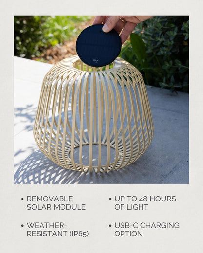 LUUK Studio Solis Wireless Solar LED Ambient Lamp, Warm White, Indoor Outdoor Cordless Lighting, Rust-Resistant, Ideal for Patio, Garden, Bedroom, USB-C Rechargeable, Soft Cozy Style, Sand, Size M