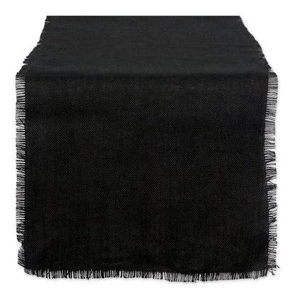 DII Jute Burlap Collection Kitchen Tabletop, Table Runner, 15x74, Solid Black