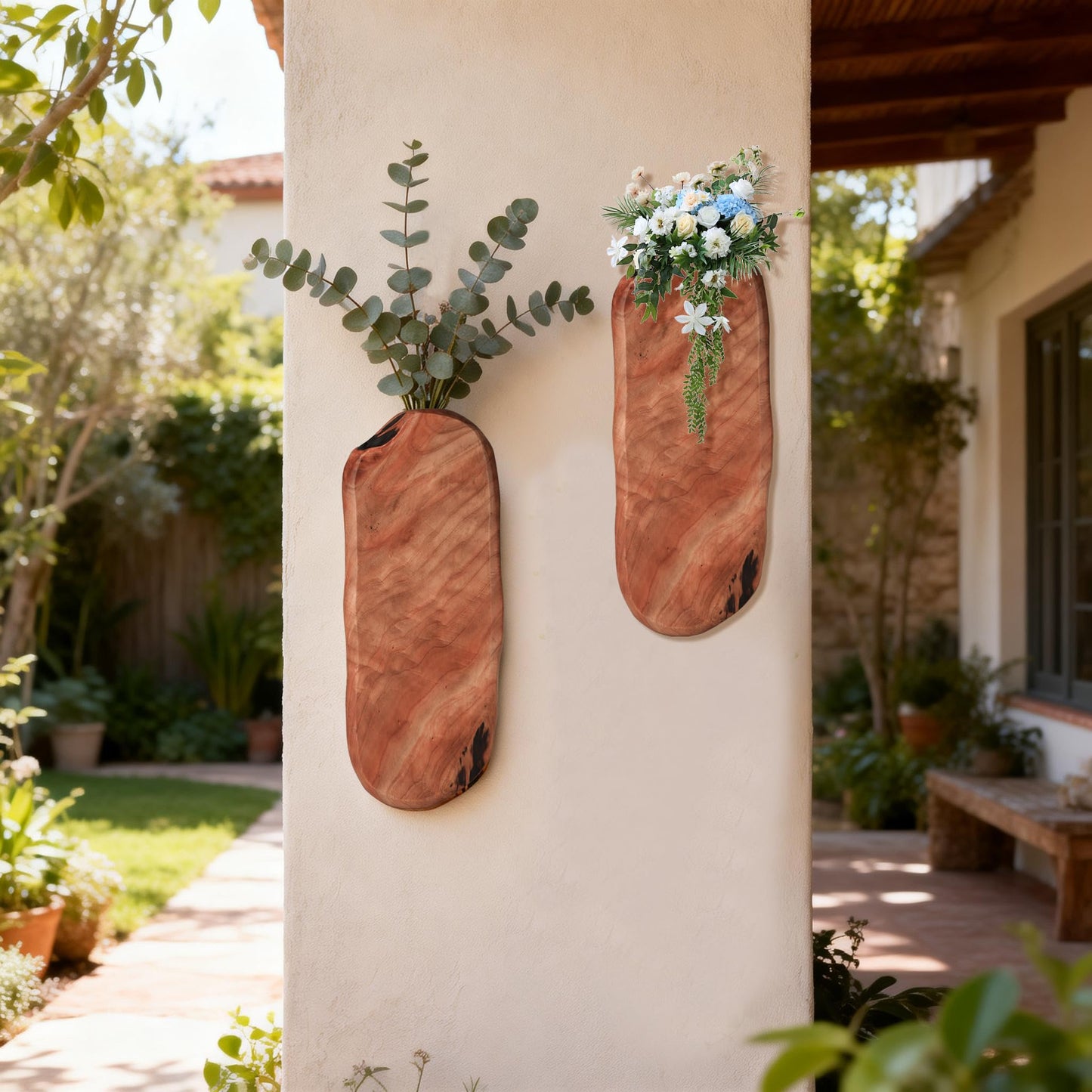 Wenrulgar Flower Vase Pots Wall Planters Holder for Indoor Plants Hanging Planters Wall Vase Wooden Plant Hanging Farmhouse Wall Art Decor for for Entryway Hallway Bathroom Living Room, Dining Room