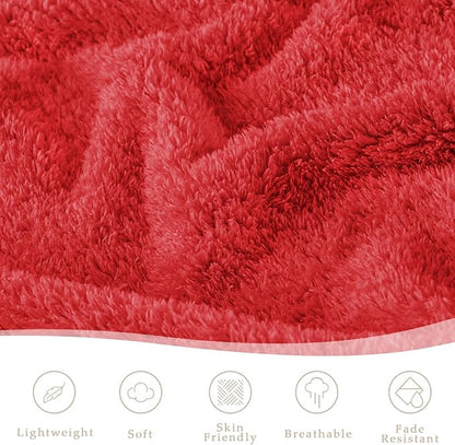 Exclusivo Mezcla Fleece King Size Bed Blanket, Ultra Soft, Lightweight and Fuzzy Red Blanket for Women, Home Decor, 90x104 Inches