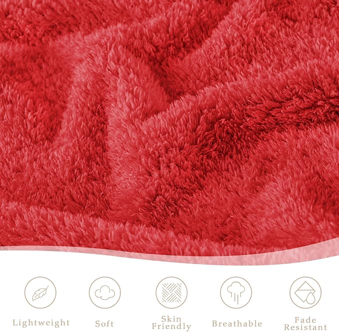 Exclusivo Mezcla Fleece Twin Size Bed Blanket, Ultra Soft, Lightweight and Fuzzy Red Blanket for Women, Home Decor, 60x80 Inches