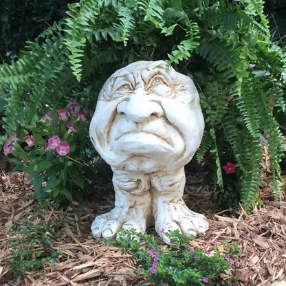 Sheremart Whimsical Face Planter - 6inch Funny Wizard Head Sculpted Pot (Antique White Resin), Unique Succulent Planter for Indoor/Outdoor Garden Decor (6#)