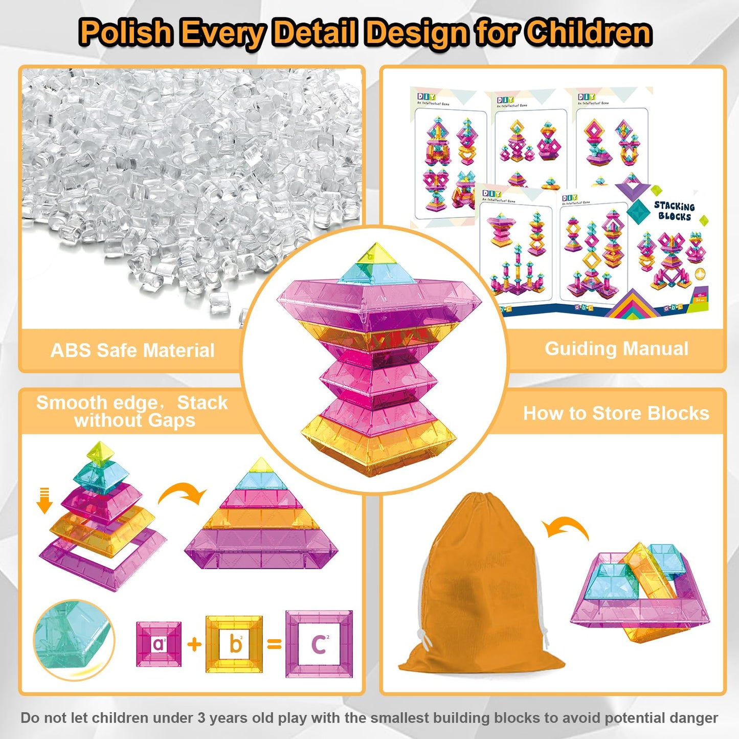 WSKC Building Blocks 48 PCS Stacking Toys for Kids 3 4 5 6 Years Old, Preschool Learning Activities for Toddlers 3-4 Years, STEM Educational Learning Toys Gifts for Boys Girls