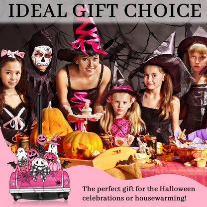 Whaline Pink Halloween Paper Towel Holder Pumpkin Ghost Truck Metal Towel Stand Trick or Treat Decoration Accessory for Holiday Party Home Kitchen Countertop