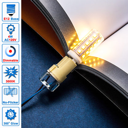 Ziomitus Dimmable E12 C7 Candelabra Led Light Bulbs 4W, Kx-2000 25W-40 Watt Halogen Equivalent, 3000k Warm White T6 Small Base 120V E12 Led Bulbs for Ceiling Fan Light Salt Lamp,450 lm(5Pack)