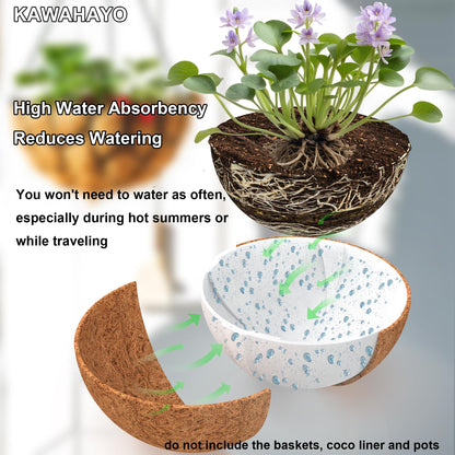 KAWAHAYO 6Pcs Self Watering Hanging Basket Liner Water Storing Liners for Coco Liner Absorb Water Mat, Plant Pot Auto Watering Device, M- fits 14" Coco Liner