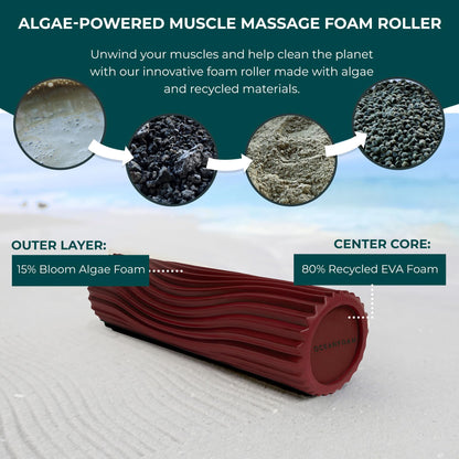 Oceanfoam Tidal Roller - Black Marbled - Muscle Massage Foam Roller for Back Pain & Stretching - Firm and Ergonomic Wide Wave Textured - Yoga, Athletics, & Wellness - Full Size, 20" x 5"