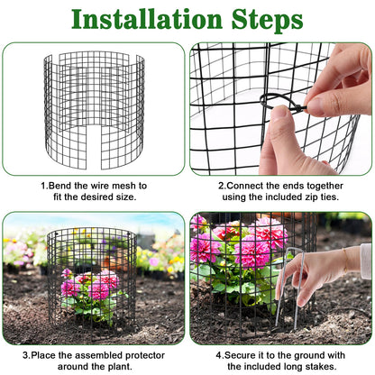 Aifanss Plant Protectors from Animals, 15pcs 12x12 Inch Metal Plant Cages for Garden Vegetables Protectors to Keep Chicken Bunny Squirrel Out, Wire Chicken Wire Cloche with Zip Ties and Stakes