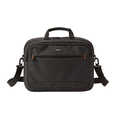 Amazon Basics 15.6 in Laptop Bag with Shoulder Strap and Handle, Large Capacity, Spacious Compartments, Black