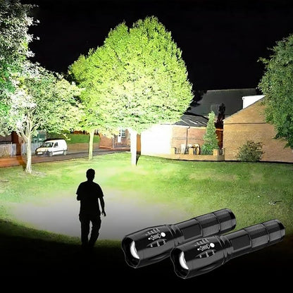 LED Flashlight 2 Pack, Small Flashlights Powerful High Lumens 5 Modes, Waterproof Zoomable Mini Tactical Flash Light for Home Emergencies Camping