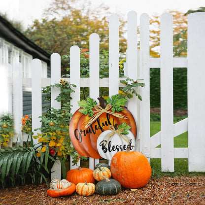Linfevisi Fall Decor Outdoor Pumpkin Stakes Yard Signs Metal Garden Stake Stacked Pumpkins Lawn Ornaments Yard Art Outside Decorations Autumn Harvest for Thanksgiving Porch Patio 18 Inch