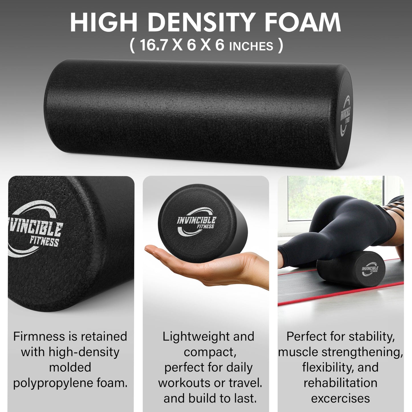 Invincible Fitness EPP Foam Roller for Deep Tissue Massage – Enhance Recovery, Relieve Pain, and Boost Mobility for a Stronger, Healthier You (Purple)