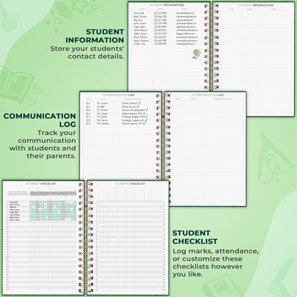 Clever Fox Teacher Planner Spiral – School Year Planner with Calendars & Lesson Plans – Teacher Plan Book for Classroom & Homeschool Organization - Undated, 7.9x10″ (Dark Green)
